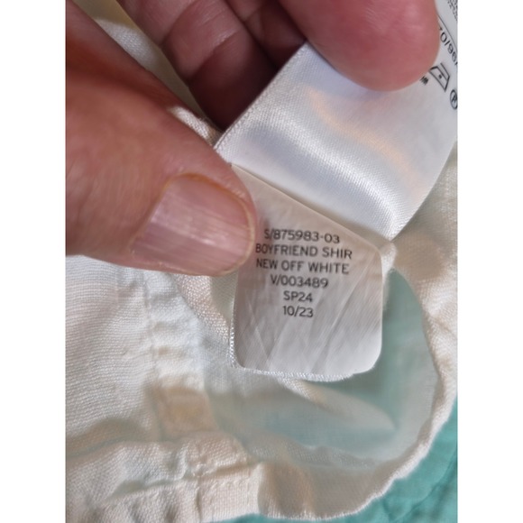 GAP Boyfriend Shirt 100% Linen White Long Sleeve Button Down 875983-03 Medium - Picture 8 of 10